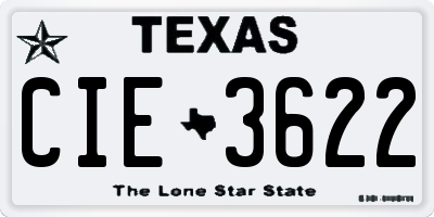 TX license plate CIE3622