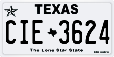 TX license plate CIE3624