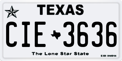 TX license plate CIE3636