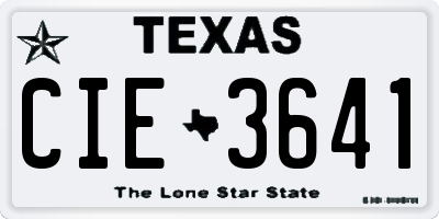 TX license plate CIE3641