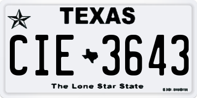TX license plate CIE3643
