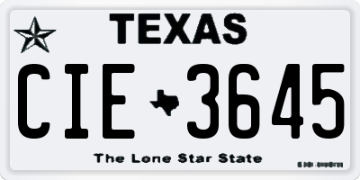 TX license plate CIE3645