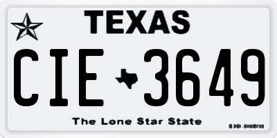 TX license plate CIE3649
