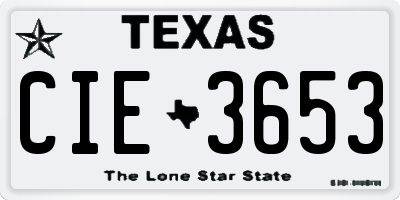 TX license plate CIE3653