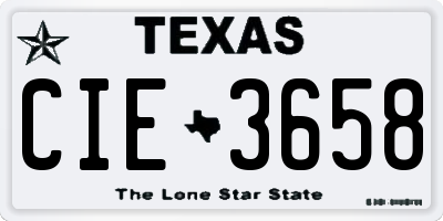 TX license plate CIE3658