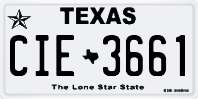 TX license plate CIE3661