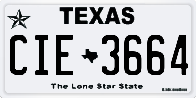 TX license plate CIE3664