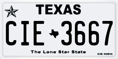 TX license plate CIE3667