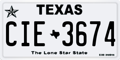 TX license plate CIE3674