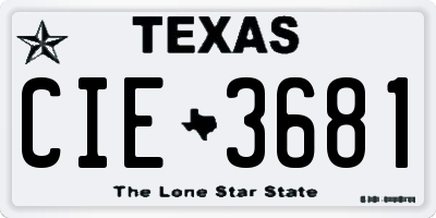 TX license plate CIE3681