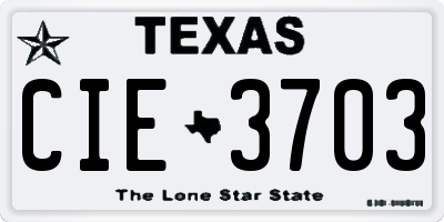 TX license plate CIE3703