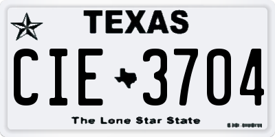 TX license plate CIE3704