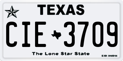 TX license plate CIE3709