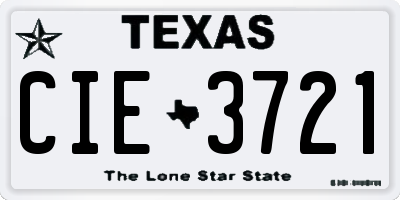 TX license plate CIE3721