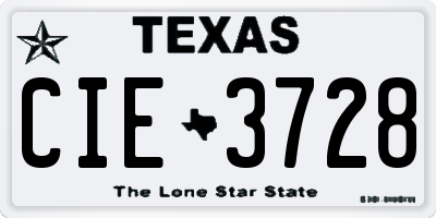 TX license plate CIE3728