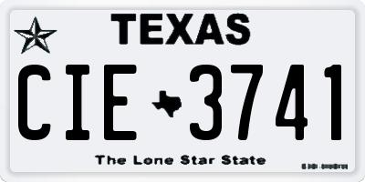 TX license plate CIE3741