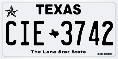 TX license plate CIE3742
