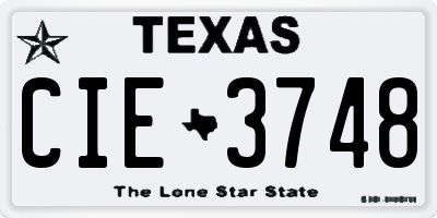 TX license plate CIE3748