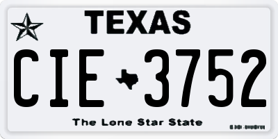 TX license plate CIE3752