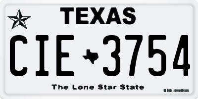 TX license plate CIE3754