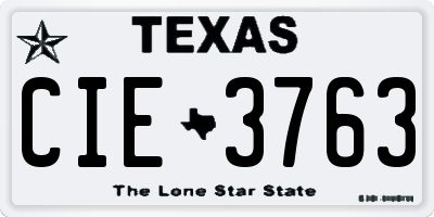 TX license plate CIE3763