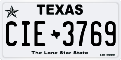 TX license plate CIE3769