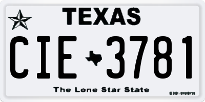 TX license plate CIE3781