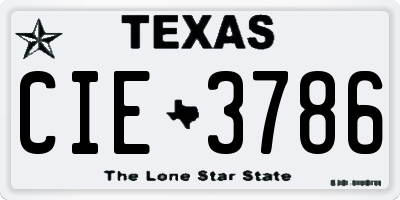 TX license plate CIE3786