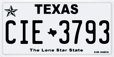 TX license plate CIE3793