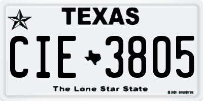 TX license plate CIE3805