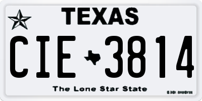 TX license plate CIE3814