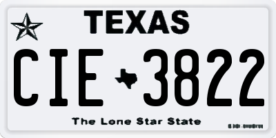 TX license plate CIE3822