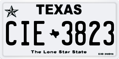 TX license plate CIE3823