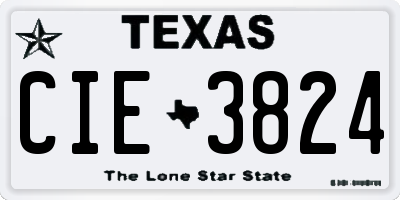 TX license plate CIE3824