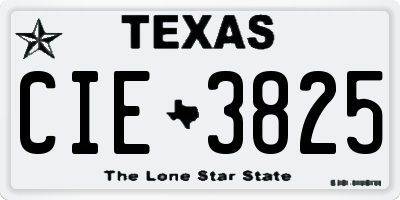 TX license plate CIE3825