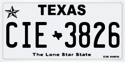 TX license plate CIE3826