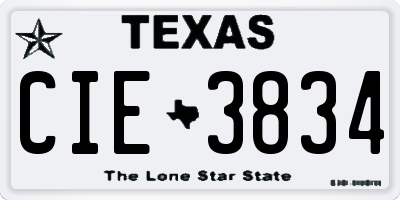 TX license plate CIE3834