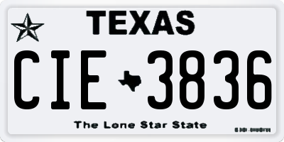 TX license plate CIE3836