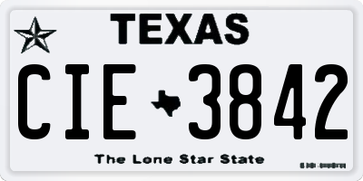 TX license plate CIE3842