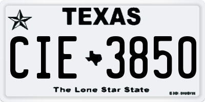 TX license plate CIE3850