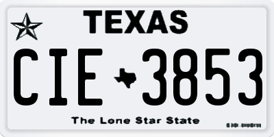 TX license plate CIE3853