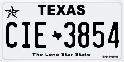 TX license plate CIE3854
