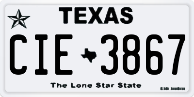 TX license plate CIE3867