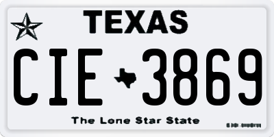 TX license plate CIE3869