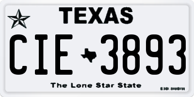 TX license plate CIE3893