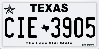 TX license plate CIE3905