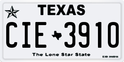 TX license plate CIE3910
