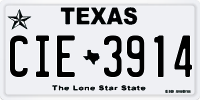 TX license plate CIE3914