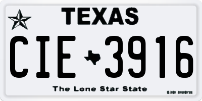 TX license plate CIE3916