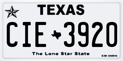TX license plate CIE3920